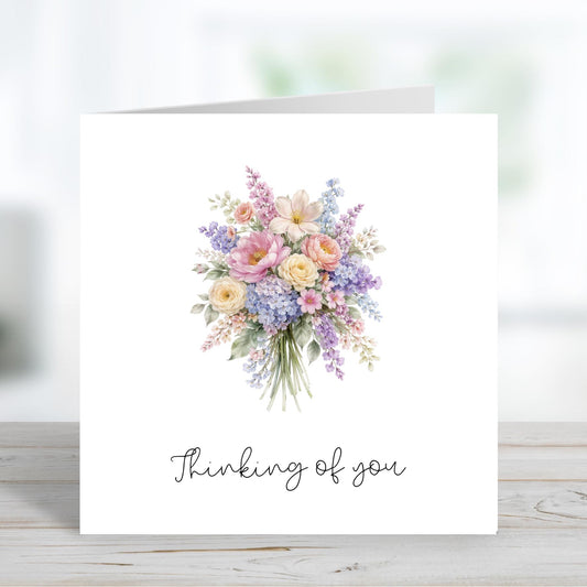 Thinking of you Card, Flower Greeting Card, Sympathy Card