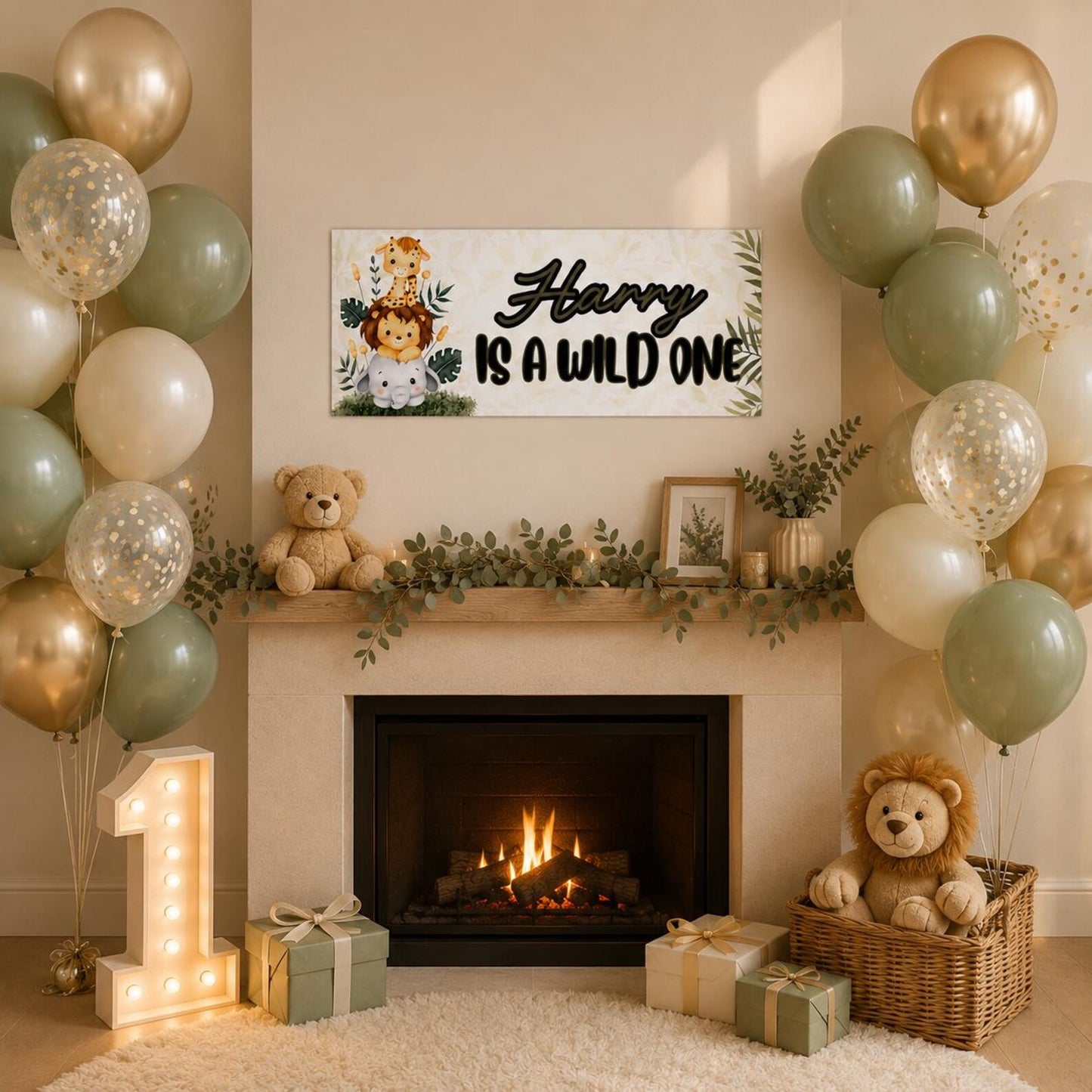 Personalised 1st birthday banner, Wild one birthday banner